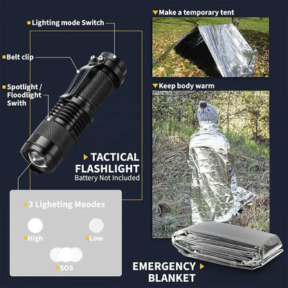 12 in1 Multifunctional Outdoor Survival Kit