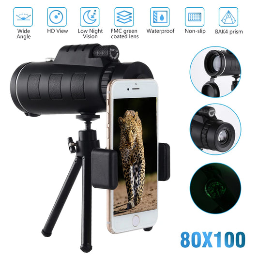 80x100 HD ZOOM Monocular Telescope