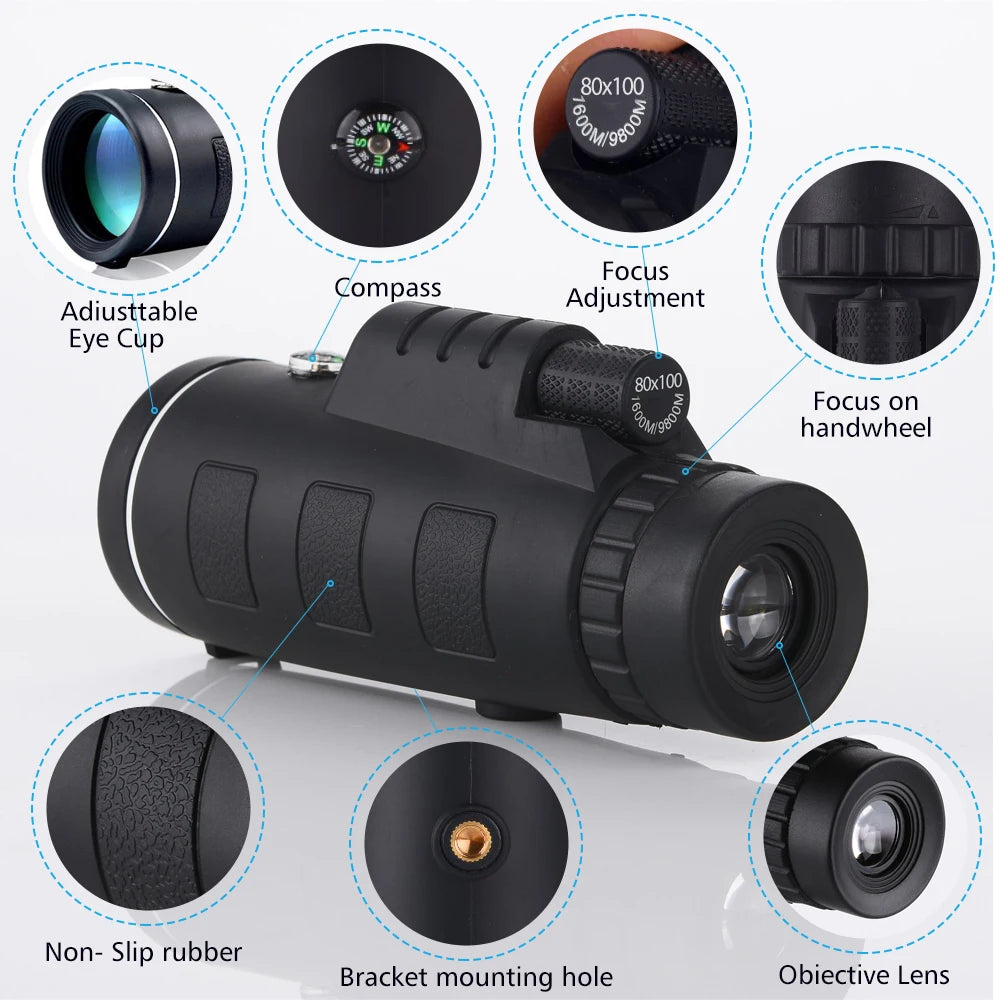80x100 HD ZOOM Monocular Telescope