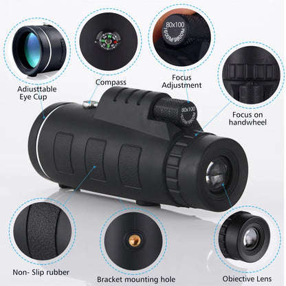80x100 HD ZOOM Monocular Telescope
