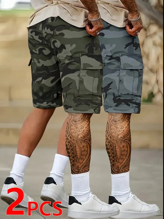 2 PCS Men's Camouflage Cargo Shorts