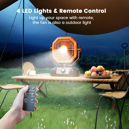 Camping Fan with LED Lantern