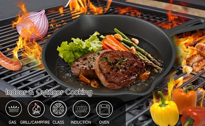 3PCS Pre-Seasoned Cast Iron Skillet Set