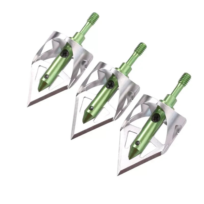 3-piece Hunting Broadheads, 360 Cuting Archery Broadhead 100 Grain Screw-in Arrow Tip