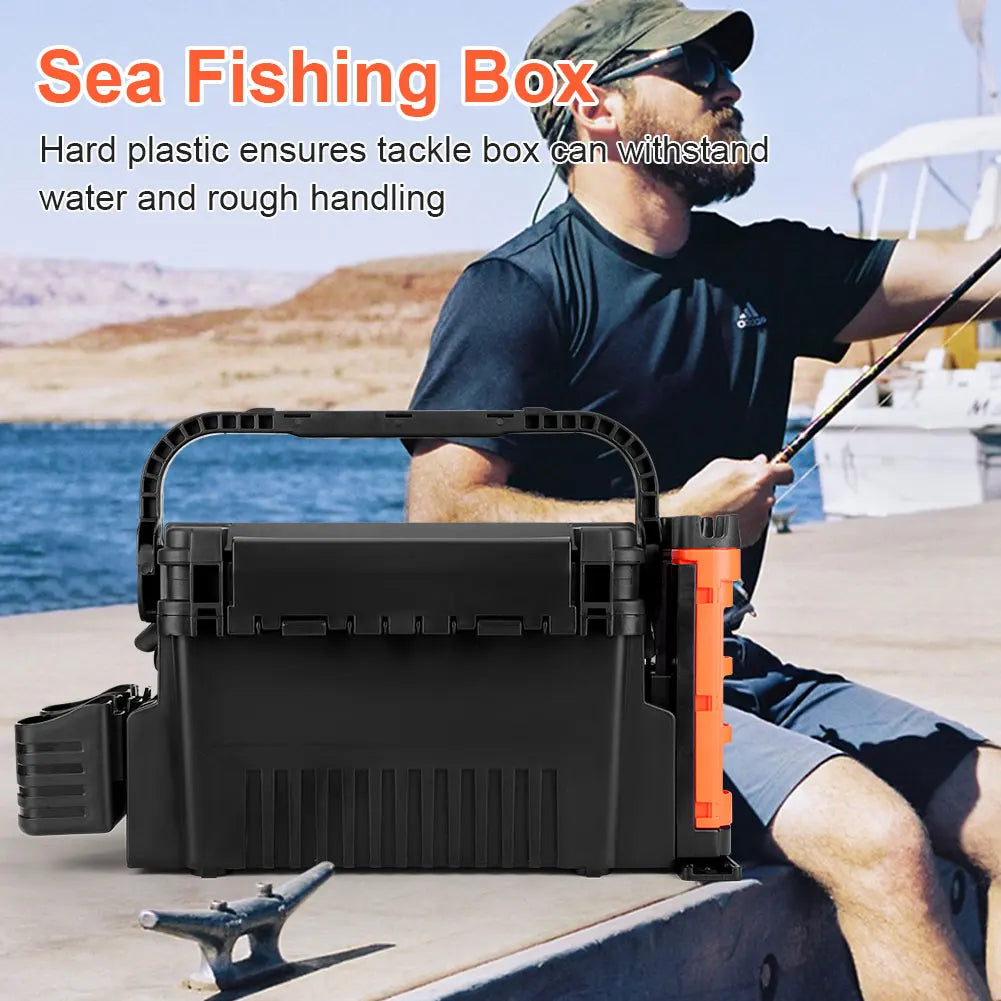 2 Tier Fishing Tackle Box                         Fishing Box 11 L Fishing Tool Box Adjustable Fishing Organizer Case Large Capacity Fishing Accessories