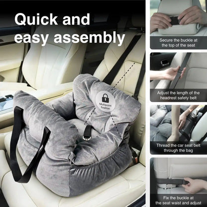 Dog Booster Seat with Handles and Safety Belt