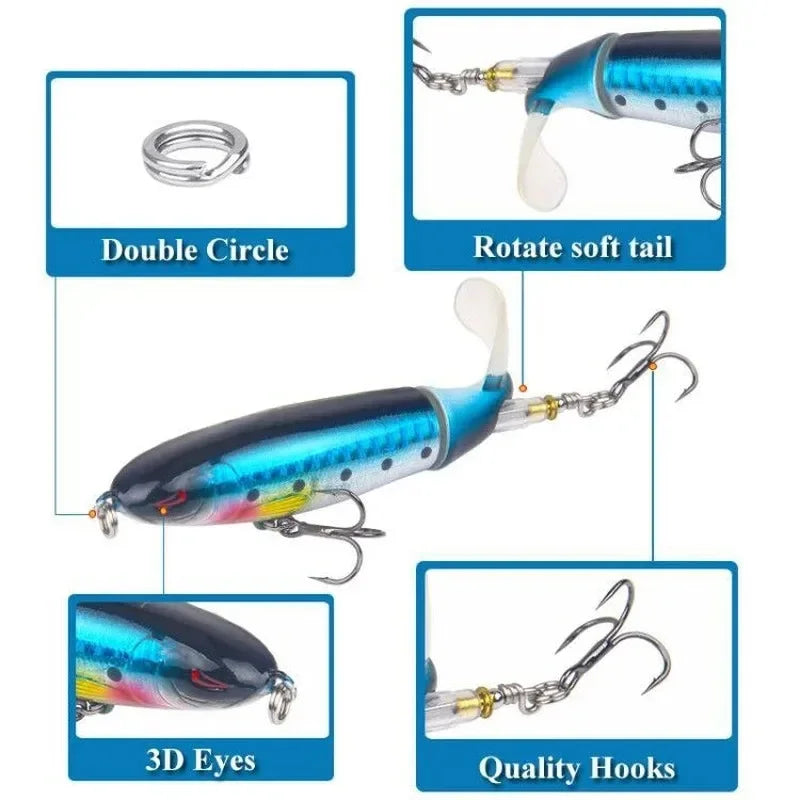 1-8Pcs Topwater Fishing Lure Whopper Popper