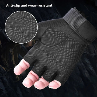 Tactical Military Half Finger Gloves                       Men's Motorcycle Hunting Shooting Fingerless Gloves Cycling Hiking Airsoft Paintball Gloves