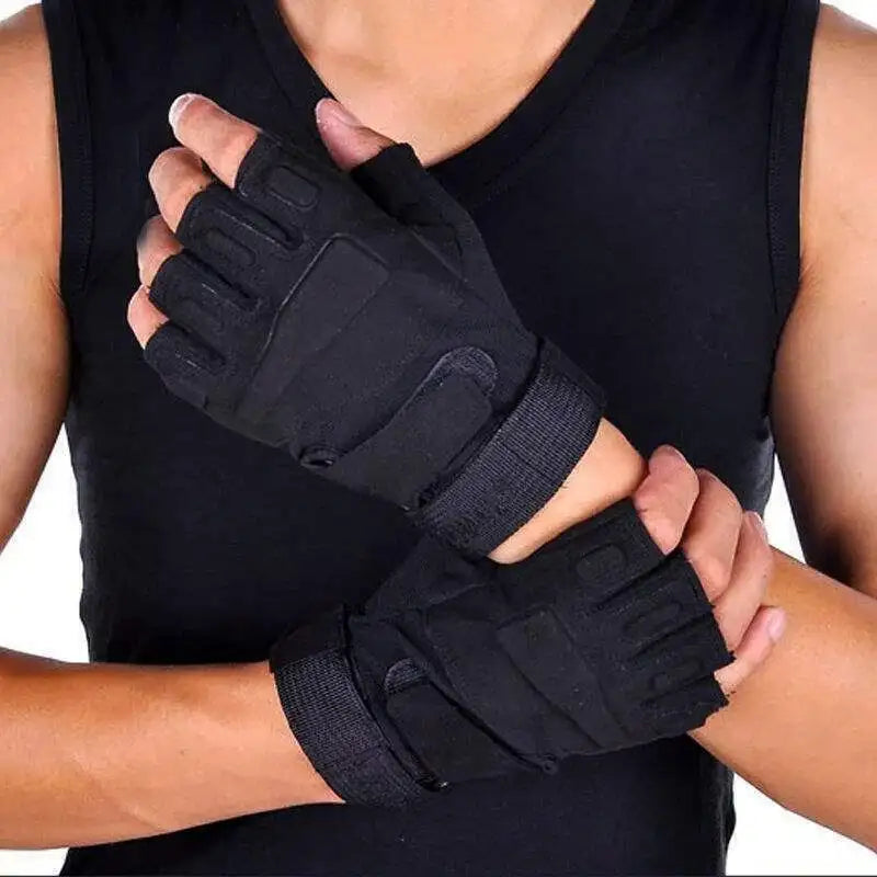 Tactical Military Half Finger Gloves                       Men's Motorcycle Hunting Shooting Fingerless Gloves Cycling Hiking Airsoft Paintball Gloves