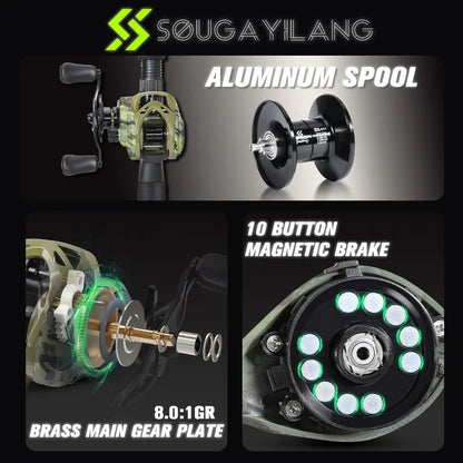 7'0 Fishing Pole Casting Reel Combo, Medium Heavy