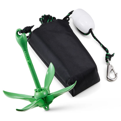 Folding Small Boat Anchor with Storage Bag        Anchor Kit 3.5 lb Paddle Board Anchor Kit with 26.2 ft Rope and Buoy