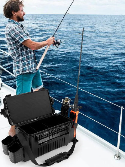2 Tier Fishing Tackle Box                         Fishing Box 11 L Fishing Tool Box Adjustable Fishing Organizer Case Large Capacity Fishing Accessories
