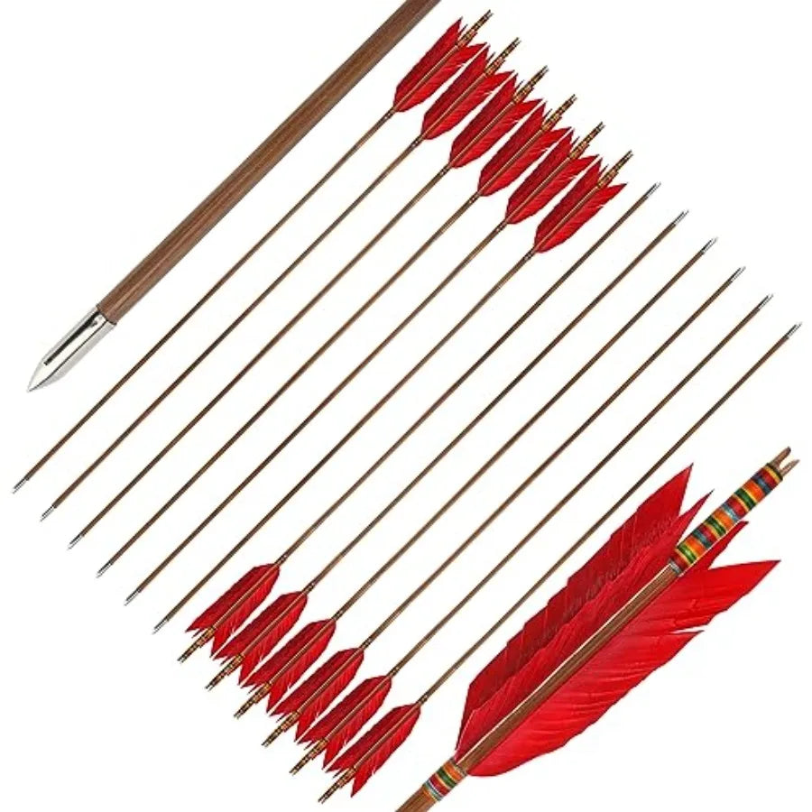 Traditional Bamboo Arrows with Turkey Feathers Fletching