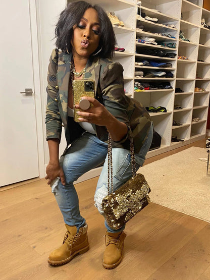 Women's Double Breasted Camo Jacket