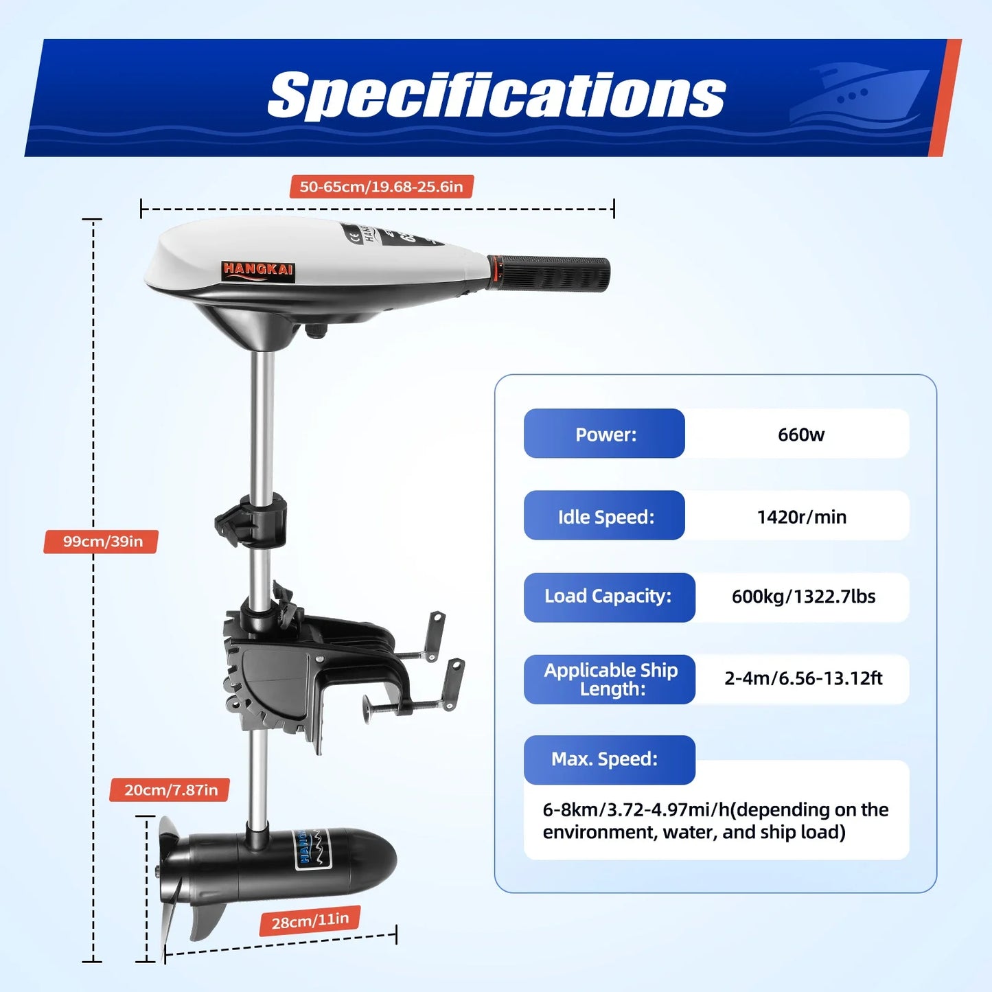 660W Electric Trolling Motor