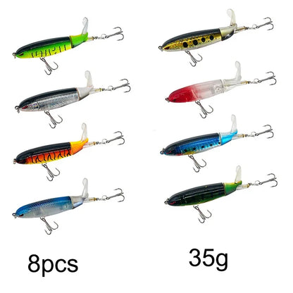 1-8Pcs Topwater Fishing Lure Whopper Popper