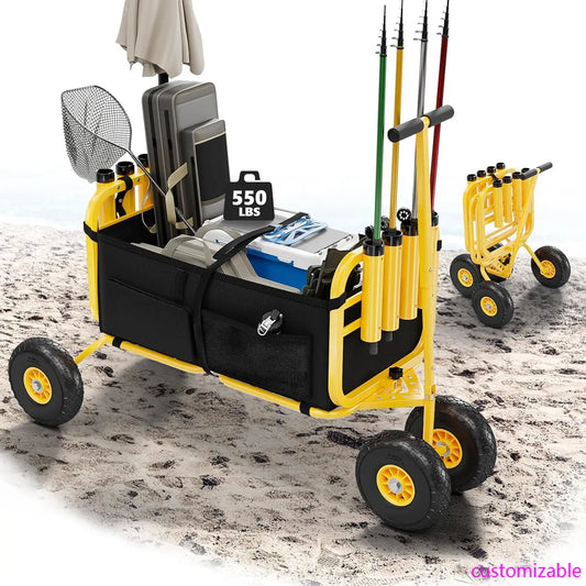 Foldable Fishing Wagon with 11" Airless Tires