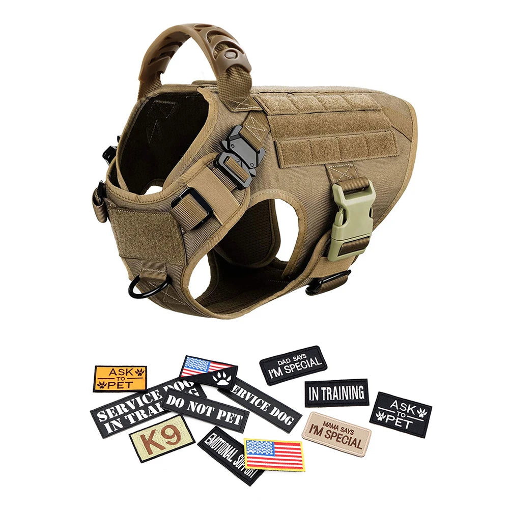 Military Large Dog Harness Collar and Leash