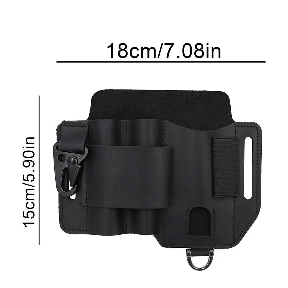 Leather EDC Organizer             Pocket Outdoor Storage Tool For Flashlight Knife Pen Screwdriver Car Key For Man