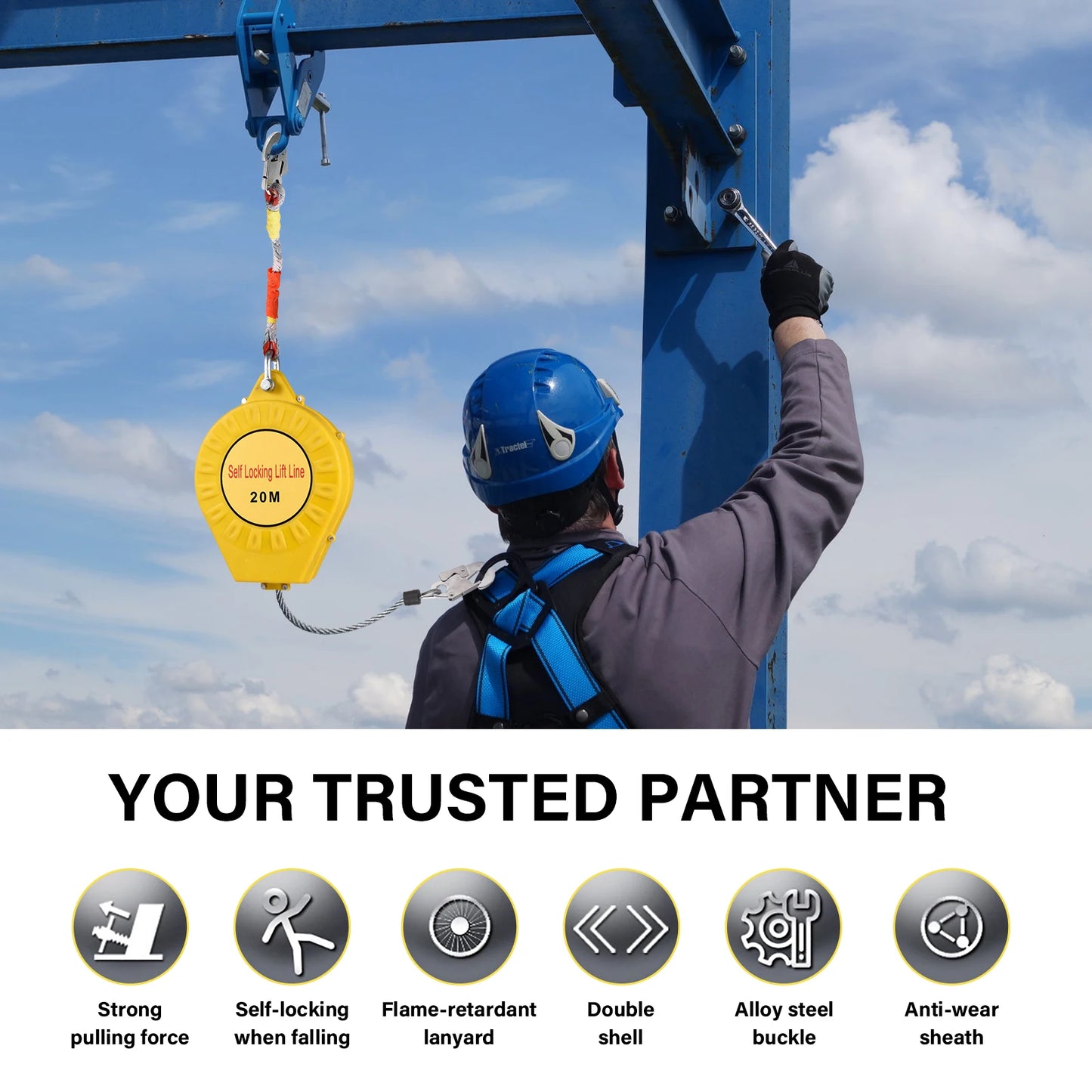 Automatic Retractable Lifeline 65ft/20m