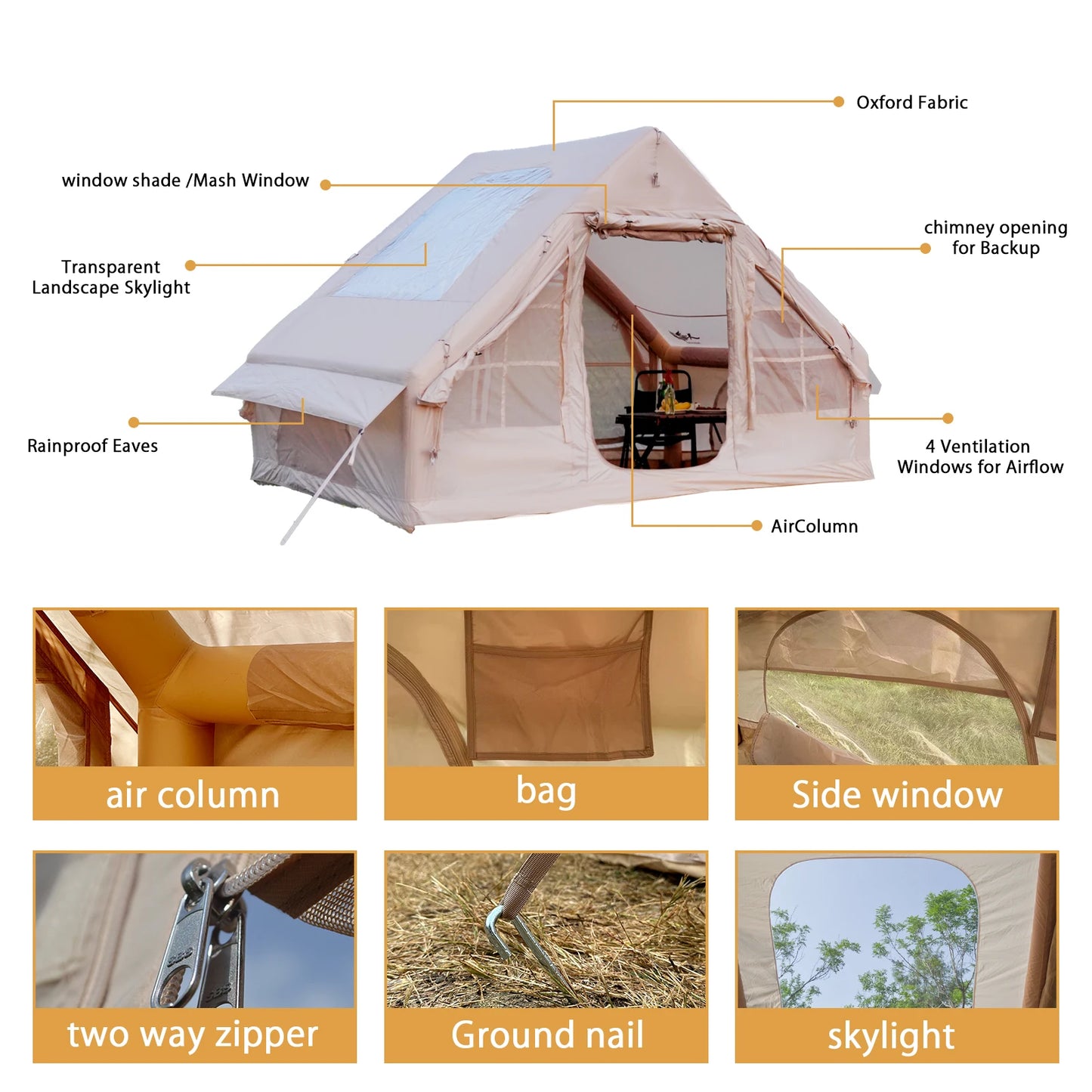 Inflatable Tent with Skylight