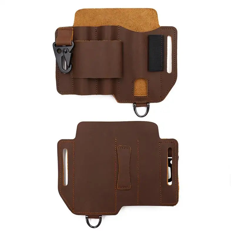 Leather EDC Organizer             Pocket Outdoor Storage Tool For Flashlight Knife Pen Screwdriver Car Key For Man