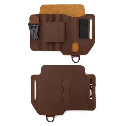 Leather EDC Organizer             Pocket Outdoor Storage Tool For Flashlight Knife Pen Screwdriver Car Key For Man