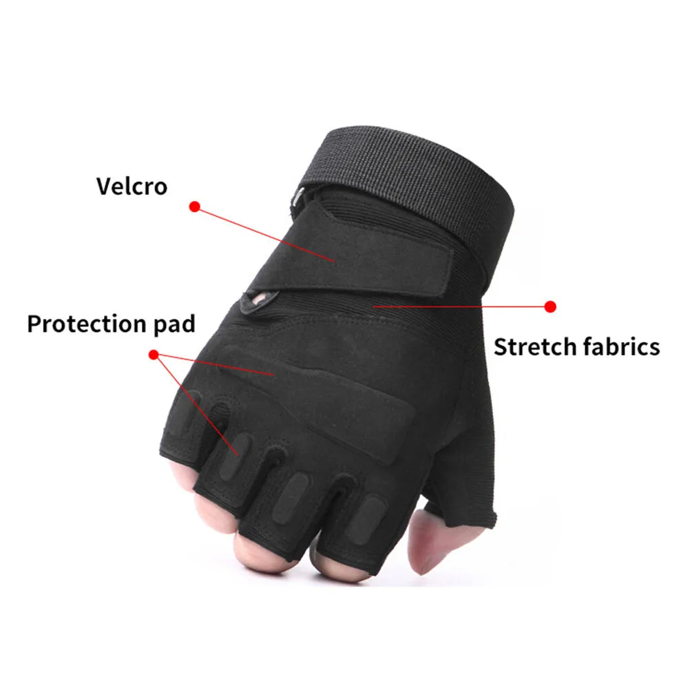 Tactical Military Half Finger Gloves                       Men's Motorcycle Hunting Shooting Fingerless Gloves Cycling Hiking Airsoft Paintball Gloves